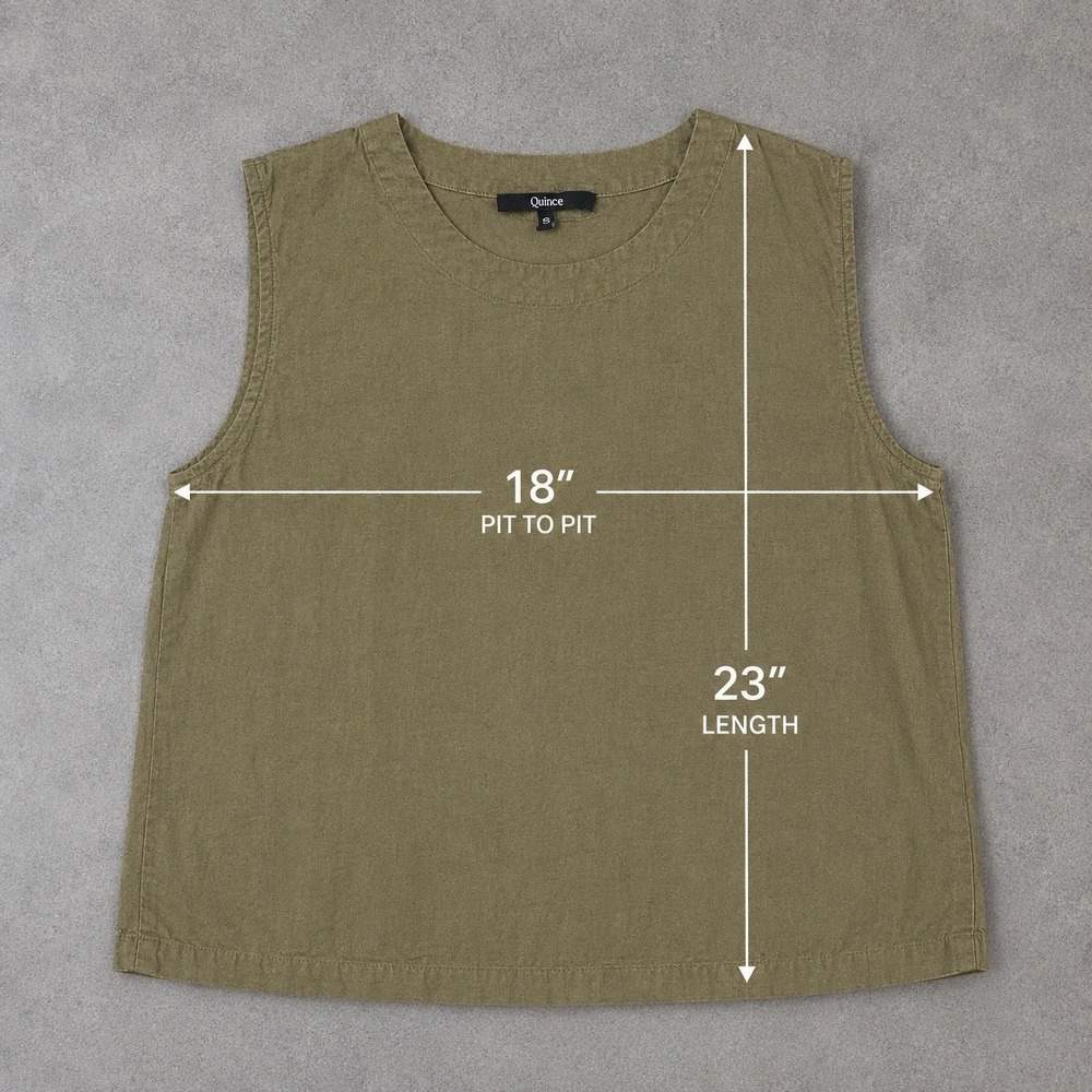 Quince European Linen Green Tank Top Womens S Minimalist Capsule Sleeveless - Picture 5 of 7